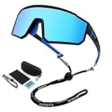 NAMIS Schnelle Brille Rave Polarisierte Fahrradbrille Herren Damen Sportbrille UV400 Schutz Sport Sonnenbrille HD Verstellbare Rennrad Brille Laufbrille für MTB Rennrad Ski Bergsteigen Blau
