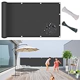 Balkon 50 x 100 cm Sonnen-, Wind- und UV-Schutz Garten und Balkon Sichtschutzzaun mit Kabelbindern und Kordeln für Terrasse Garten Pool, Weiß