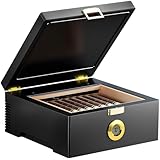 KingChii Desktop Spanische Zedernholzbox mit Halbleiterchip konstante Temperatur (17.8 °C-23.3 °C), Typ C & Steckerkabel, Geschenke für Männer (Kollektion 25-50)