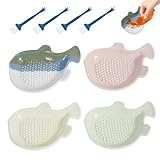 4 Stück Keramikreibe mit Pinsel 12x9x3cm, Fischform Keramik Ingwer Reibe mit Harten Zähnen, Ingwer Reibeteller Spülmaschinenfest für Knoblauch Karotten Äpfel Kartoffeln Käse