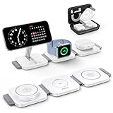 JARGOU Faltbares kabelloses Reiseladegerät, 3 in 1 Apple Ladestation für iPhone iWatch mit Adapter,Wireless Charger für iPhone 16 15 14 13 12 Pro Max Plus