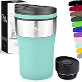 Milu Thermobecher Isolierbecher Kaffeebecher to go - 210ml 100% Auslaufsicher - Trinkbecher aus Edelstahl - Autobecher doppelwand Isolierung - Thermo Becher - Travel Mug (Türkis)