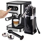Cucina di Modena Espresso-Kaffeemaschine: Espresso-Siebträgermaschine mit Milchaufschäumer und Milchtank (Dampfdruck Kaffeemaschine, Druck)