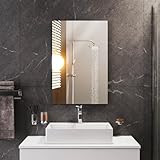 Sqinor Spiegel 40x60 cm Rahmenlos Rechteckig Wandspiegel, Deko Spiegel Badezimmer Spiegel ohne Rahmen, HD Spiegelglas Badspiegel Bathroom Mirror Wall Dekorative Spiegel Wand Spiegel für Bad Flur