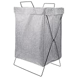 DIYEAH Faltbarer Wäschekorb aus Reißfestem Material Kleiner Grauer Aufbewahrungskorb ohne Deckel Tragbar mit Griffen für Haushalt und Camping