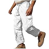 Jogginghose Herren Sommer Jogging Hose Sporthose Sport Freizeithose Modische Outdoor Hosen Training Herrenhose Wander Sportbekleidung Weich Laufhose Sommerhose Weiß XXL