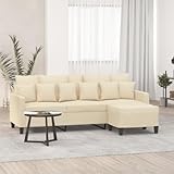 Mengtu 3-Sitzer-Sofa mit Hocker Sofa Couch Loungesofa Polstersofa Relaxsofa Gästesofa Dopplesofa Ecksofa Sofa Chaise Longue für Wohnzimmer Gästezimmer Schlafzimmer Creme 180 cm Stoff