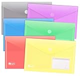 24er Set Dokumententasche A5, 6 Farbe Klettverschluss Dokumentenmappe Brieftaschen zum Dokumenten Abheften mit Lochrand/Etikettentasch und 30 Stück Gifted Visitenkarte