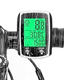 Fahrradcomputer, Fahrradzähler mit LCD-Display, multifunktional, Hintergrundbeleuchtung, 19 Funktionen, IP65, wasserdicht, Fahrradcomputer, automatischer Start/Stopp, Kilometerzähler MTB
