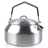 WANDGU Wasserkessel Edelstahl Camping Wasserkocher: 1L Wasserkessel Camping mit Griff Teekanne Tragbarer Campingkessel Wasserkocher Outdoor für Zuhause Camping Wasserkocher Picknick Camping Zubehör