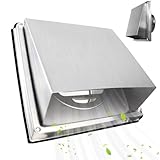 Wetterschutzgitter 100mm aus Edelstahl 304 Lüftungsgitter Innen mit Lamellen und Raster mit Edelstahl Schrauben Ablufthaube Lamellengitter Flachhaube Fassadenschutz für Badezimmer Büro Küche Fabrik