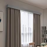 Doppelläufige Gardinenstange mit Querbehang für Wohnzimmer, Schlafzimmer, Wandmontage, 3-in-1-Design, anpassbare Größe (grau, 300 cm)