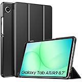 TiMOVO Hülle Kompatibel mit Samsung Galaxy Tab A11/A9 8,7 Zoll (2025/2023), Schlank Leicht Schutzhülle mit Ständer & Harter Rückseite, Schwarz