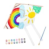 VICASKY DIY Flugdrachen für unbemalte Blankodrachen Farbige Acrylmalfarbe und Pinsel Kreatives Drachen Kreativset für Jungen und Mädchen zum Gestalten und Fliegen Zufällige Farbe