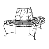 vidaXL Baumbank Gartenbank Sitzbank Parkbank Halbrundbank Bank Metallbank Gartenmöbel Terrassenbank Garten Park Halbrund Ø160cm Schwarz Stahl