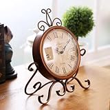 Alipis Vintage-Tischuhren Für Wohnzimmer-Schlafzimmer-Dekoration Leise Dekorative Bauernhaus-Regaluhr Batteriebetrieben Kleine Rustikale Kaminuhr Mit Römischen Ziffern