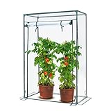 KANWOD Gewächshaus Garten mit Aufrollbarer Tür - Tomatengewächshaus - Foliengewächshaus Winterfest für Balkon, Terrasse, Garten - Einfach zu Montieren - Transparent - 150x100x50cm