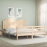 LAPOOH Massivholzbett mit Kopfteil, Bettgestell, Jugendbett, Schlafzimmer Bett, Bed Frame - 3194196