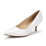 DREAM PAIRS Damen Klassische Pumps mit Stiletto und Spitzen zulaufenden Absätze Hochzeit Arbeitschuhe,Size 43,Weiss/Pat,Moda