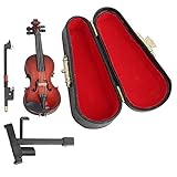 cardyven Miniatur -Violin -Modell, Mini -Geigenmodell mit Stand Case Dollhouse Accessoires für Home Office Musical Instrument Decor