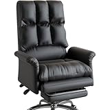 Bürostühle Mit Verstellbarer Rückenlehne Und Rollen, Ergonomischer Komfort-Chefsessel Mit Liftfunktion, Mit Fußstütze, Belastbarkeit 150 Kg(Black Chair)