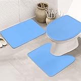 VOSERY 3er Set Weiche Waschbare Badteppiche U-Form Hellblau Badteppiche Saugfähige Duschmatten Badvorleger für Bad und WC