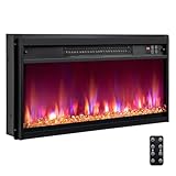 SOARS Elektrischer Kamin 1500 W, dekorativer künstlicher Kamin mit LED-Flammeneffekt, 12 Farben, 3 Helligkeiten, Heizung 17-32 °C, Überhitzungsschutz, Fernbedienung (68,5 x 11,9 x 34,2 cm)