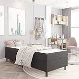 vidaXL Boxspringbett mit Matratze Bettgestell Bett Hotelbett Polsterbett Einzelbett Designerbett Schlafzimmerbett Dunkelgrau Stoff 80x200cm