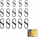 15 Stück S kleine Karabiner-Schlüsselanhänger-Clips, 3 Größen, doppelte Öffnung, Schlüsselanhänger-Clip, S-Ring, Verschlusskarabiner, Doppel-Clip-Haken für Outdoor, Wandern, Angeln, Camping, Reisen