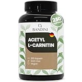 Bandini® Acetyl L-Carnitin 3000 mg pro Tagesportion | L-Carnitine als Acetyl Form 250 Kapseln für 41 Tage | ALCAR hochdosiert für Sportler | L Carnitin für intensiven Sport und Training | 100% Vegan