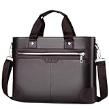 Modische Herren-Aktentasche, Handtasche, Tragetasche, PU-Leder, Business-Pendler, Aktentasche, Anti-Thelf-Reißverschlusstasche, Braun