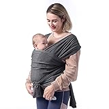 Kaimeilai Elastisches Babytragetuch, Tragetuch Baby Kindertragetuch Atmungsaktiv Tragetuch Tragetuch baby Ohne Binden, Elastisches Tragetuch für Neugeborene und Kleinkinder Bis 20Kg, 510 x 55cm(Grey)