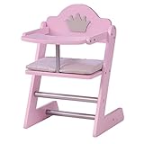 roba Puppenhochstuhl, Serie 'Prinzessin Sophie', für Puppen und Babypuppen, rosa/silber mit Krone
