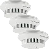 Homematic IP Smart Home 3er-Set Rauchwarnmelder mit Q-Label, Rauchmelder alarmiert lokal über die Sirene und per Push-Benachrichtigung in der Smartphone-App, integrierte LED-Notbeleuchtung