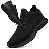 Giniros Sportschuhe Herren Turnschuhe Laufschuhe Sneaker Herren Schuhe Freizeit Walkingschuhe Straßenlaufschuhe Tennis Fitness Jogging Leichtgewichts Atmungsaktiv Schlüpfen Casual Schuhe Schwarz 44EU