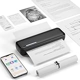 Bisofice X9 Mobiler Drucker Thermodrucker A4, Bluetooth Tragbarer Drucker für Handy, Portable Printer Laptop Drucker A4 Unterstützt A4 Thermopapier, für den Außenbereich, Reisen, Homeoffice