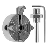 Kissmii 4-Backen-Drehfutter, Selbstzentrierendes Drehfutter-Set Aus Zinklegierung, Silberfarben, Stabil, mit Schraubenschlüssel und Pleuelstange, für Drehmaschinen Zur Holzbearbeitung
