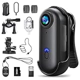 Mini Action Cam POV 1080P, Bodycam körperkamera, Actionkamera mit 64 GB Speicherkarte, 120° Weitwinkel, 120 Min Akku, Helmkamera, Motorrad Kamera, mit Multifunctional Accessories, für Reisen, Outdoor