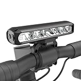 UPPEL Fahrradlicht Vorne 2600 Lumens USB C Ladeanschluss 5 LEDs 4-Lichtmodi Fahrradlampe Vorne Einfache Installation Beste Aluminium Fahrradbeleuchtung für Nacht Reiten-Schwarz