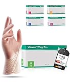 Vinylhandschuhe 100 Stück | M | Einweghandschuhe Vinyl Handschuhe Sehr tastsensibel – Stabil, Puderfrei & Latexfrei – Reißfeste Gummihandschuhe | Gr. XS, S, M, L, XL