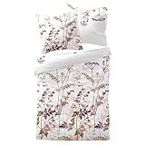 Traumschlaf Moderne Biber Bettwäsche Guildford lila kuschelig weich aus 100% Baumwolle mit Reißverschluss - Made in Germany 135x200 cm + 80x80 cm