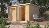 Chillroi® Karibu Saunahaus MELO 38 mm naturbelassen Außensauna Gartensauna versch. Ausführungen inkl. Saunaofen und 18kg Saunasteinen (Melo 6)