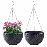 Blumenampel Hängend Innen & Außen, Blumentopf Hängend Hängeampel mit Wasserspeicher, Hängetopf für Pflanzen Hanging Plant Pot mit Wasserspeicher & Rostfrei Ketten für Decken Balkone Deko Aesthetic