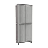 Terry - Jwood 368: Multifunktions-Kunststoffschrank, 2 Türen und 4 Einlegeböden im Innenbereich, Holzoptik-Finish, für Innen- und Außenbereiche, 68x37,5x170 cm