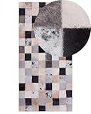 Beliani Patchwork Teppich bunt braun/beige Kuhfell 80x150 cm Kurzflor handgefertigt Rize