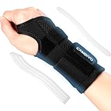 CAMBIVO Handgelenk Bandagen Fitness, Verstellbare Handgelenkstütze mit Metall, Bandage Handgelenk Rechte Linke für Schreiben, Tippen, Gewichtheben, Erledigen von Hausarbeiten (Schwarz/Rechts, L/XL)