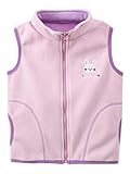 Camilife Kinder Mädchen Polar Fleece Weste Stehkragen Reißverschluss Fleeceweste Kinderweste Ärmellose Kinderjacke Süß Lieblich Cartoon Häschen Pattern Pink Herstellergr. 130