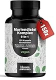 Mariendistel Artischocke Löwenzahn Komplex Hochdosiert - 150 Kapseln - 5-in-1 Leber Kur Komplex mit Mariendistel + Artischocke + Löwenzahn + Desmodium + Cholin - Vegan Laborgeprüft