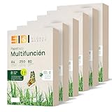 Recyclingpapier, DIN A4-Papier, A4-Blatt, 80 g, Papier für Fotokopien und Drucker, 250 Blatt A4, 100% aus Recyclingpapier, SIDI (6 Packungen)