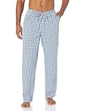 Amazon Essentials Herren Gewebte Pyjamahose, Gerade Geschnitten, Hellblau Weiß Karomuster, M